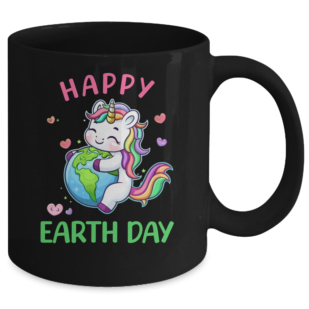 Cute Unicorn Happy Earth Day Groovy Women Girls Kids Mug | siriusteestore