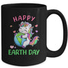 Cute Unicorn Happy Earth Day Groovy Women Girls Kids Mug | siriusteestore