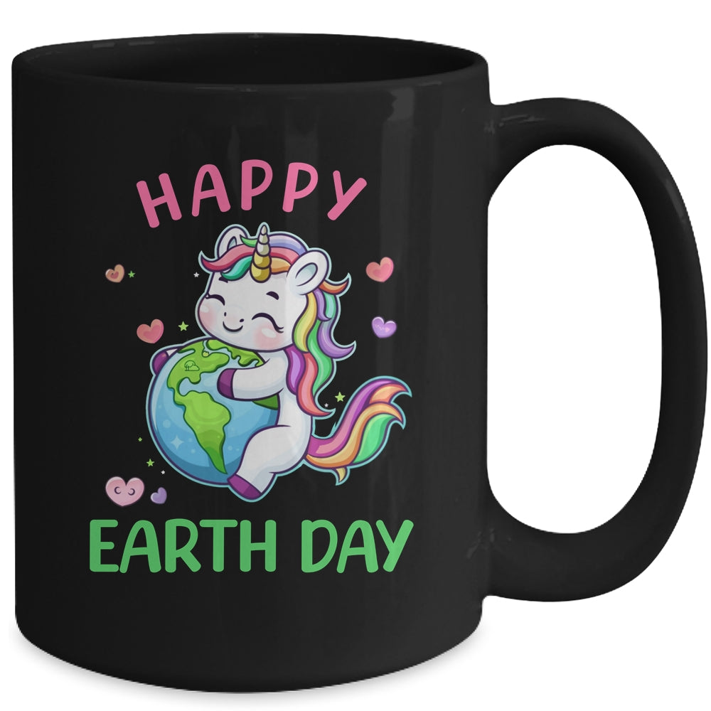 Cute Unicorn Happy Earth Day Groovy Women Girls Kids Mug | siriusteestore