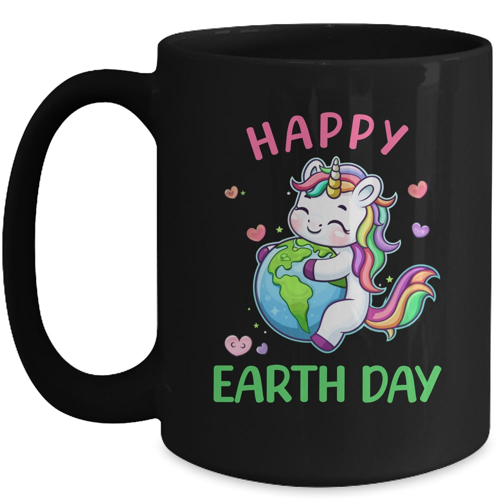 Cute Unicorn Happy Earth Day Groovy Women Girls Kids Mug | siriusteestore