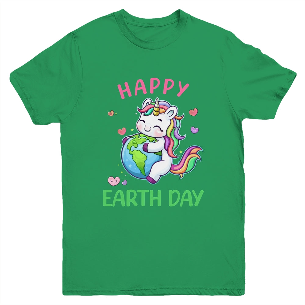 Cute Unicorn Happy Earth Day Groovy Women Girls Kids Youth Shirt | siriusteestore