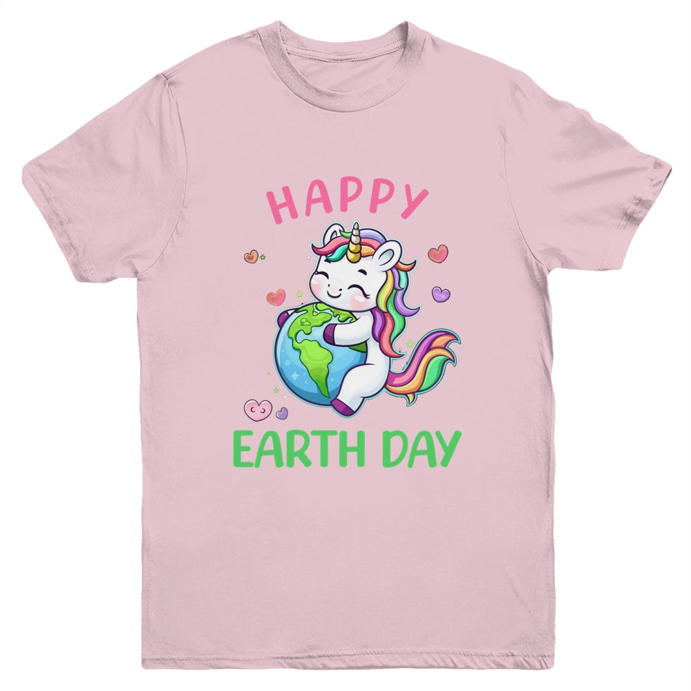 Cute Unicorn Happy Earth Day Groovy Women Girls Kids Youth Shirt | siriusteestore