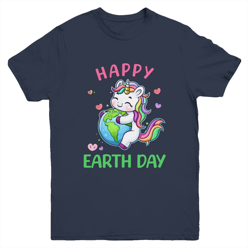 Cute Unicorn Happy Earth Day Groovy Women Girls Kids Youth Shirt | siriusteestore