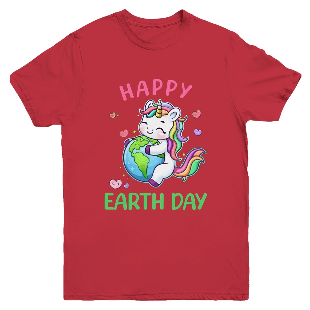 Cute Unicorn Happy Earth Day Groovy Women Girls Kids Youth Shirt | siriusteestore