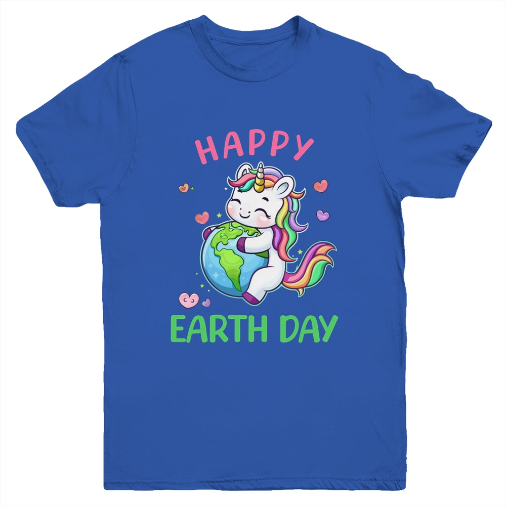 Cute Unicorn Happy Earth Day Groovy Women Girls Kids Youth Shirt | siriusteestore
