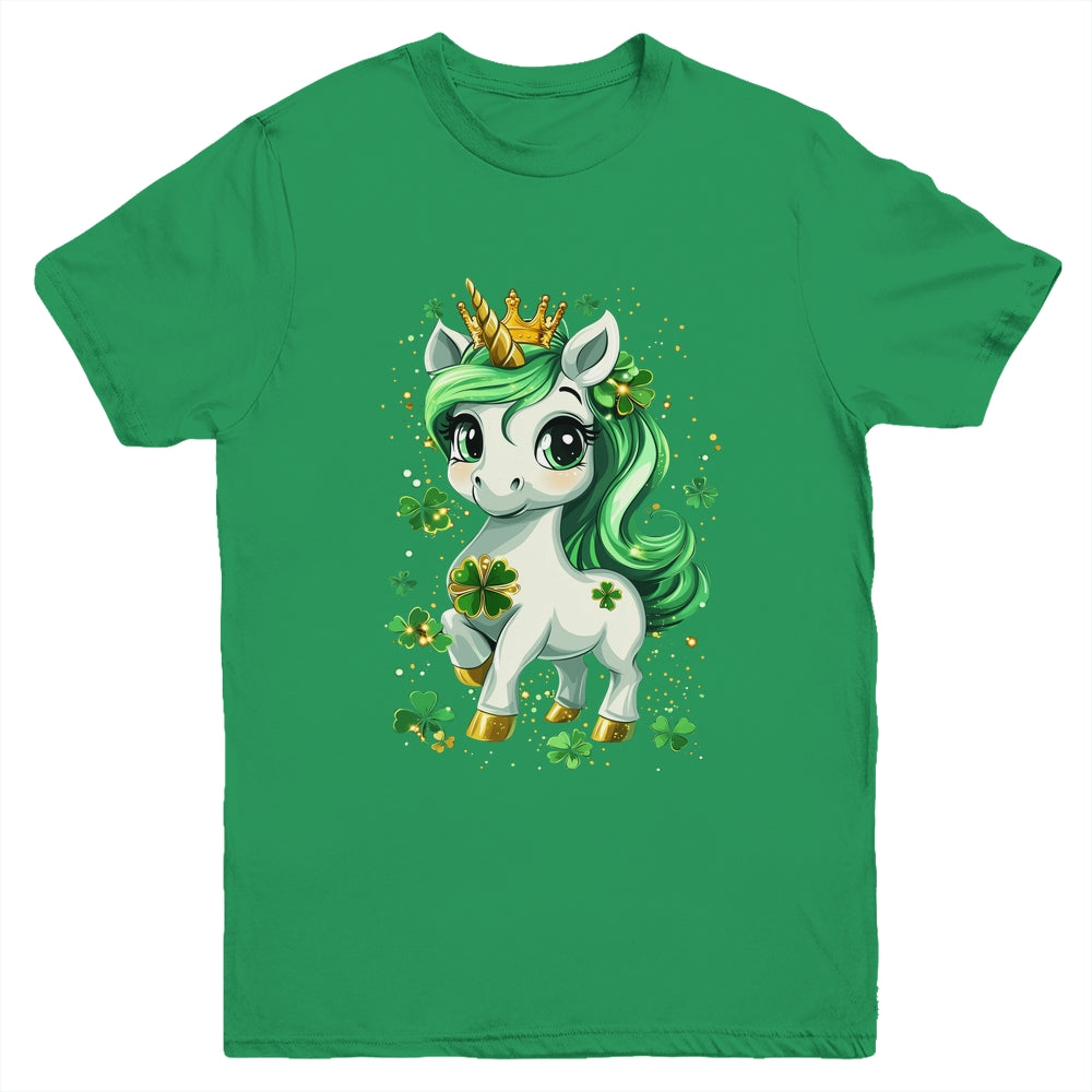 Cute Unicorn Shamrock St Patricks Day Girls Kids Lepricorn Youth Shirt | siriusteestore