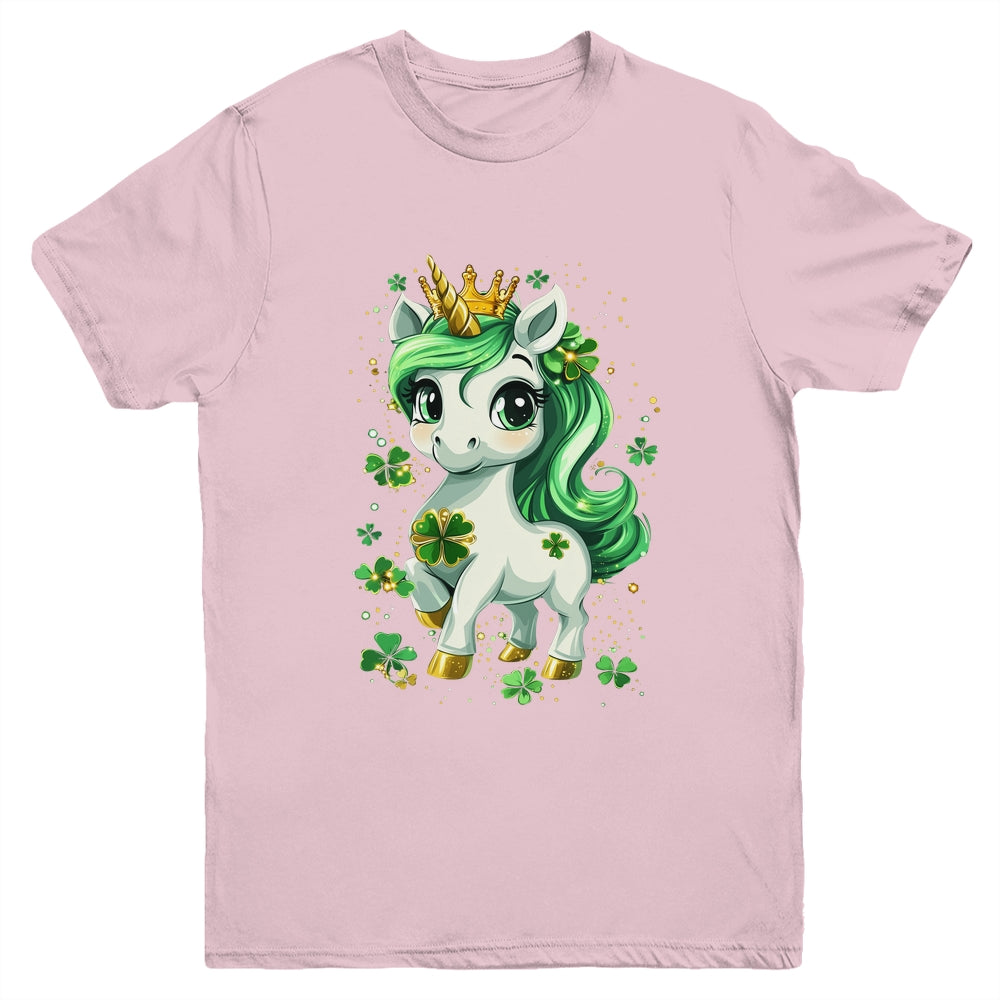 Cute Unicorn Shamrock St Patricks Day Girls Kids Lepricorn Youth Shirt | siriusteestore