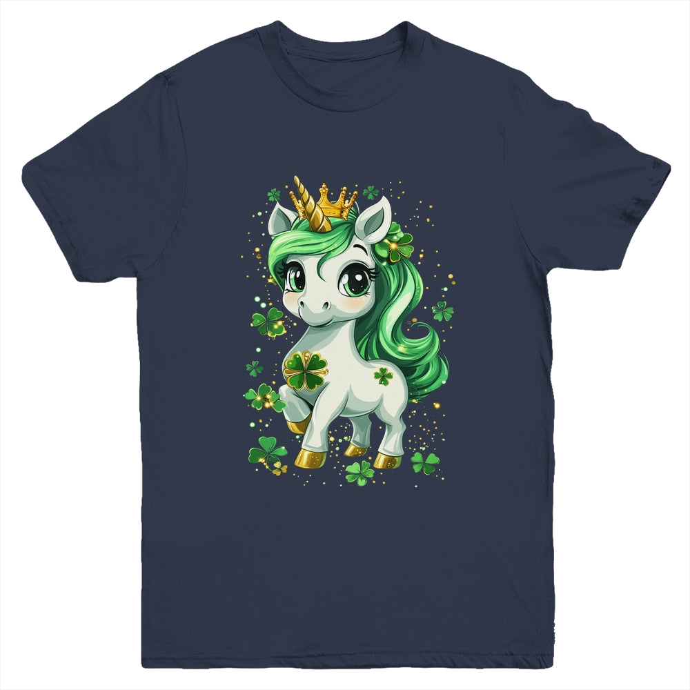 Cute Unicorn Shamrock St Patricks Day Girls Kids Lepricorn Youth Shirt | siriusteestore