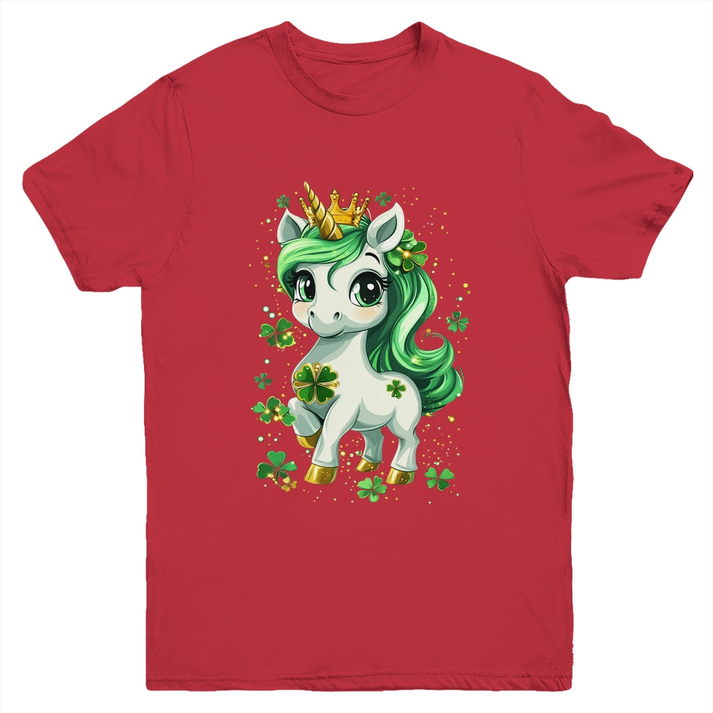 Cute Unicorn Shamrock St Patricks Day Girls Kids Lepricorn Youth Shirt | siriusteestore
