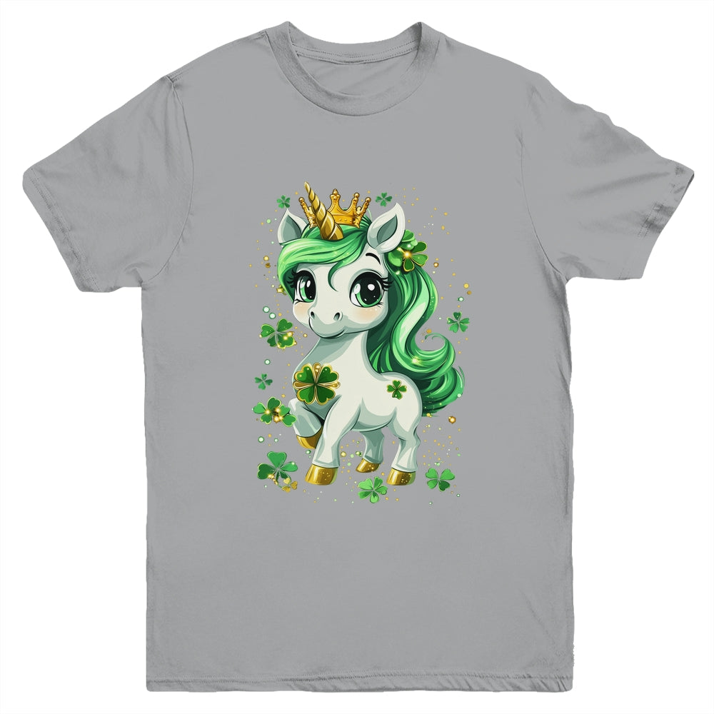 Cute Unicorn Shamrock St Patricks Day Girls Kids Lepricorn Youth Shirt | siriusteestore