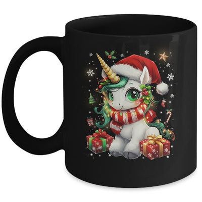 Cute Unicorrn Santa Hat Christmas Xmas Girl Holiday Mug | siriusteestore