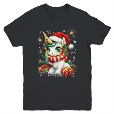 Cute Unicorrn Santa Hat Christmas Xmas Girl Holiday Youth Shirt | siriusteestore