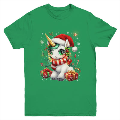 Cute Unicorrn Santa Hat Christmas Xmas Girl Holiday Youth Shirt | siriusteestore