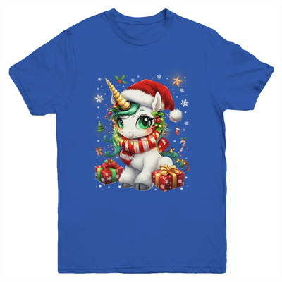 Cute Unicorrn Santa Hat Christmas Xmas Girl Holiday Youth Shirt | siriusteestore