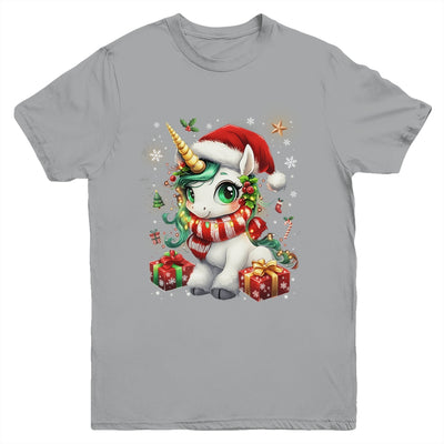 Cute Unicorrn Santa Hat Christmas Xmas Girl Holiday Youth Shirt | siriusteestore