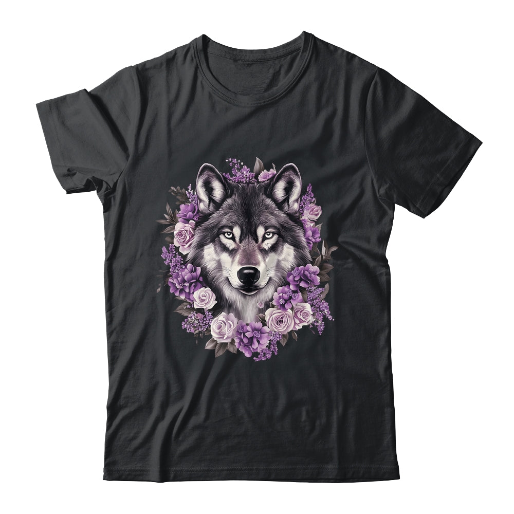 Cute Wolf Art For Women Girls Floral Wolves Wolf Lover Shirt & Hoodie | siriusteestore