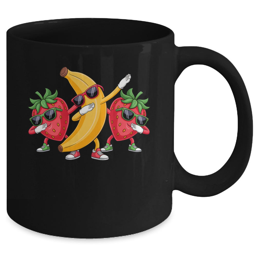 Dabbing Yellow Banana Strawberry Funny Fruit Dab Dancing Mug | siriusteestore