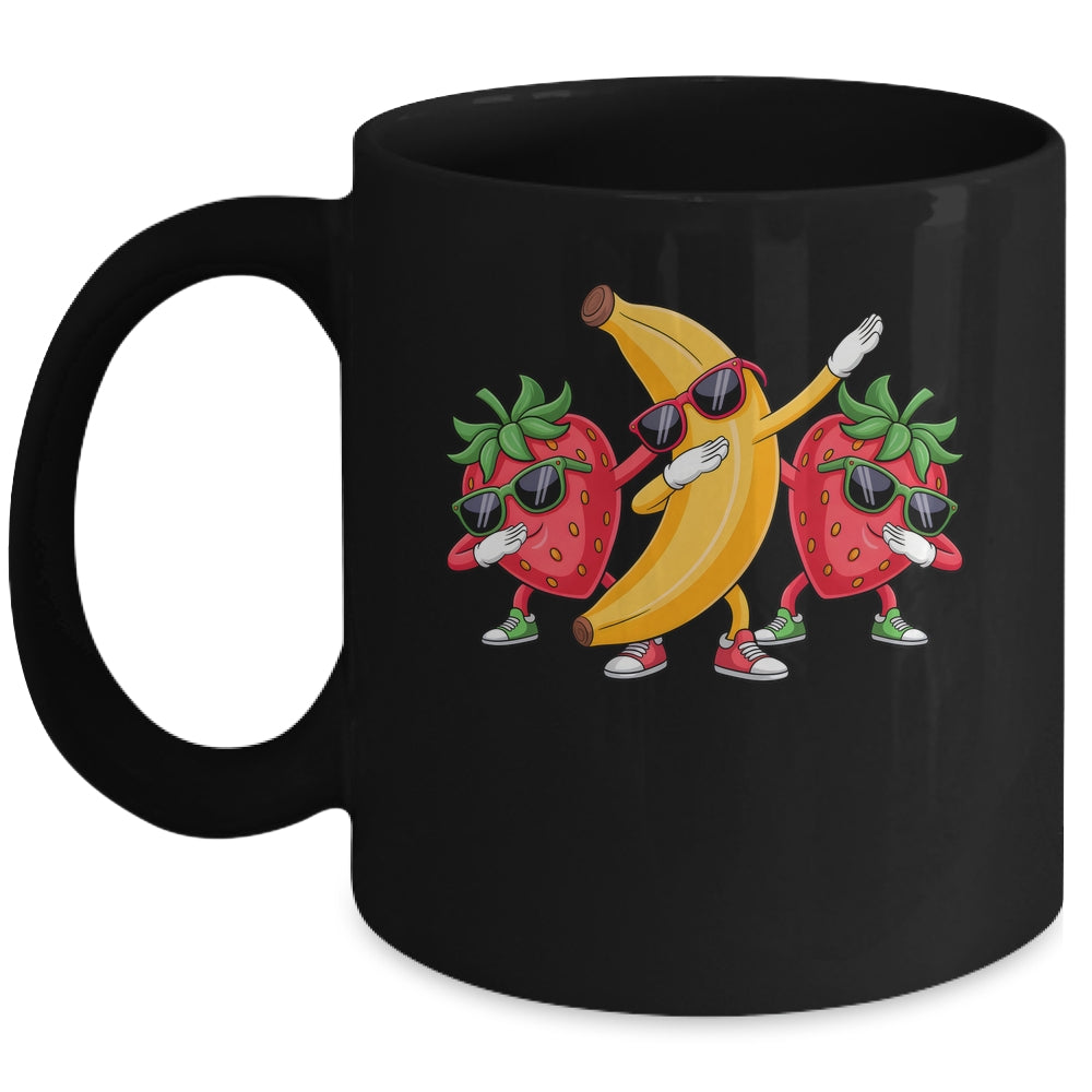 Dabbing Yellow Banana Strawberry Funny Fruit Dab Dancing Mug | siriusteestore