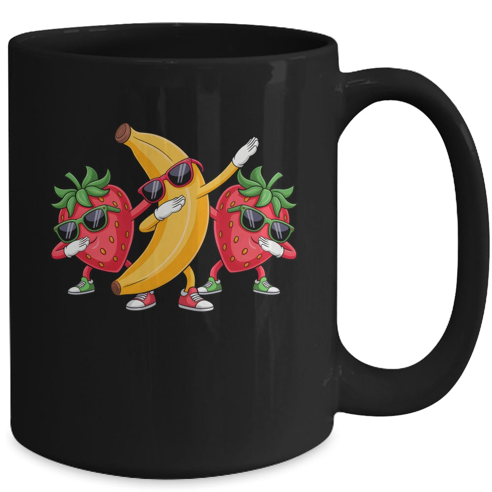 Dabbing Yellow Banana Strawberry Funny Fruit Dab Dancing Mug | siriusteestore