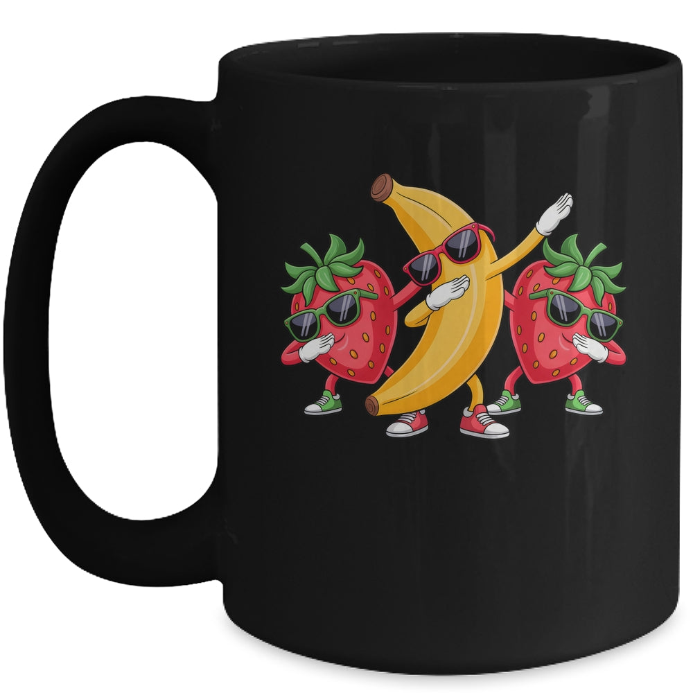 Dabbing Yellow Banana Strawberry Funny Fruit Dab Dancing Mug | siriusteestore