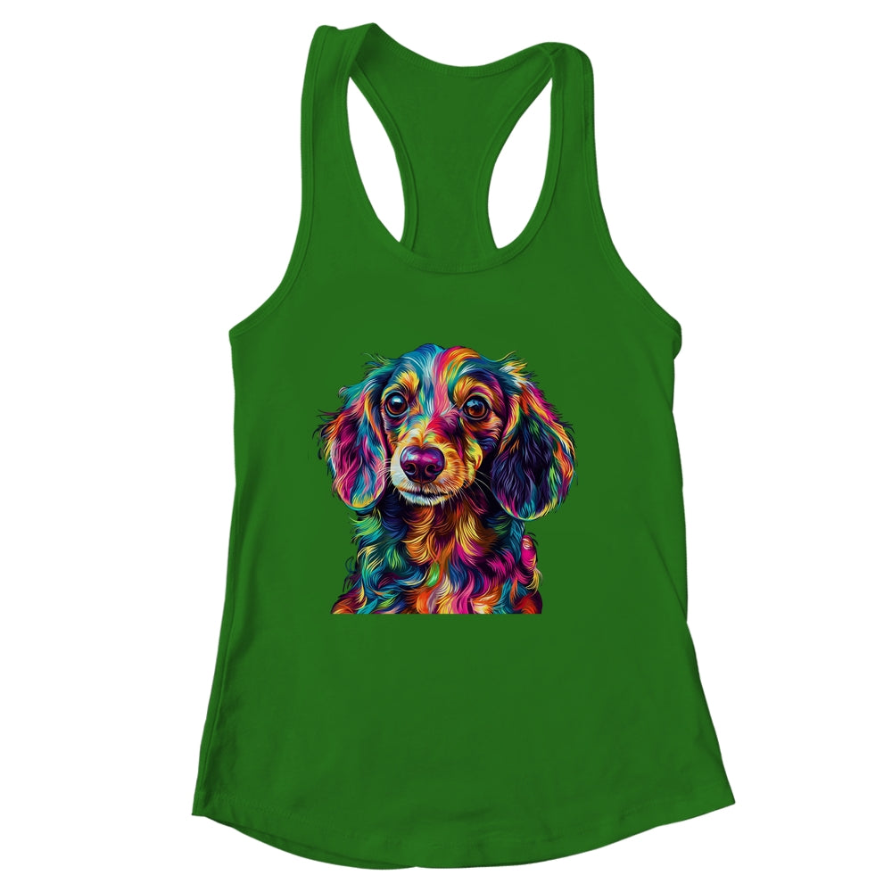 Dachshund Dog Colorful Face Dog Lover Men Women Shirt & Tank Top | siriusteestore