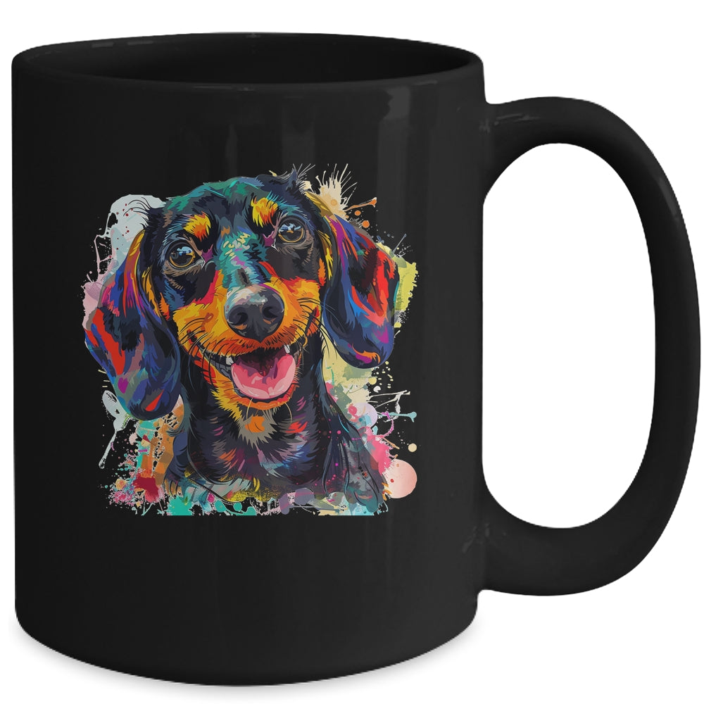 Dachshund Mom Lover Puppy Dog Watercolor Tie Dye Painting Mug | siriusteestore