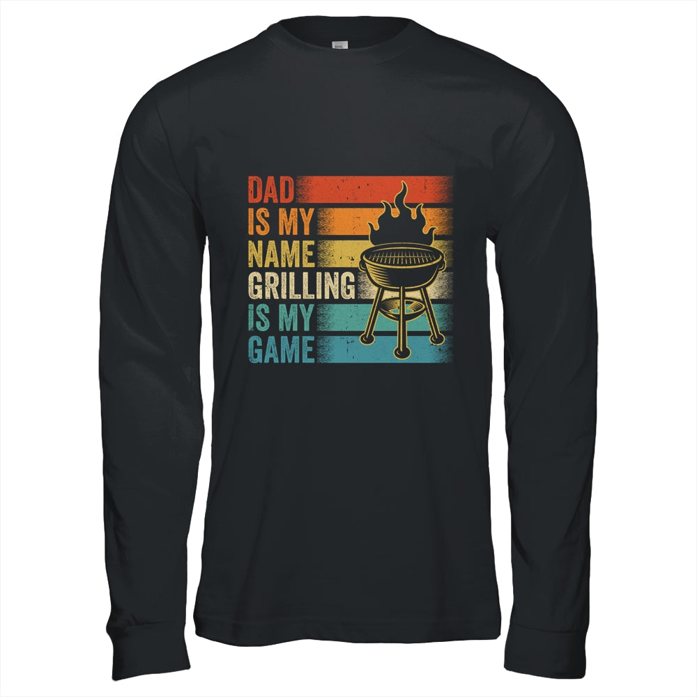 Dad Is My Name Grilling Is My Game BBQ Fathers Day Vintage Shirt & Hoodie | siriusteestore
