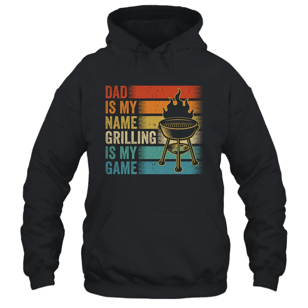 Dad Is My Name Grilling Is My Game BBQ Fathers Day Vintage Shirt & Hoodie | siriusteestore