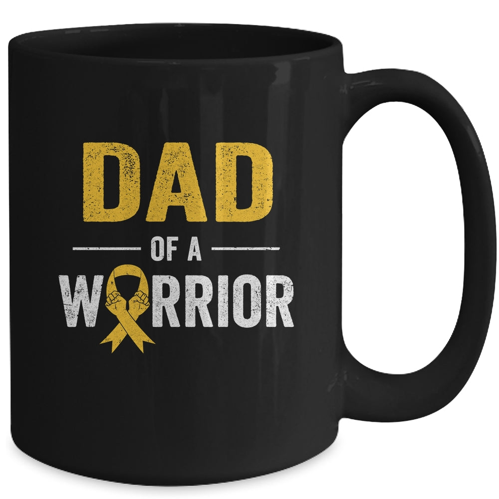 Dad Of A Warrior Childhood Cancer Awareness Family Ribbon Mug | siriusteestore