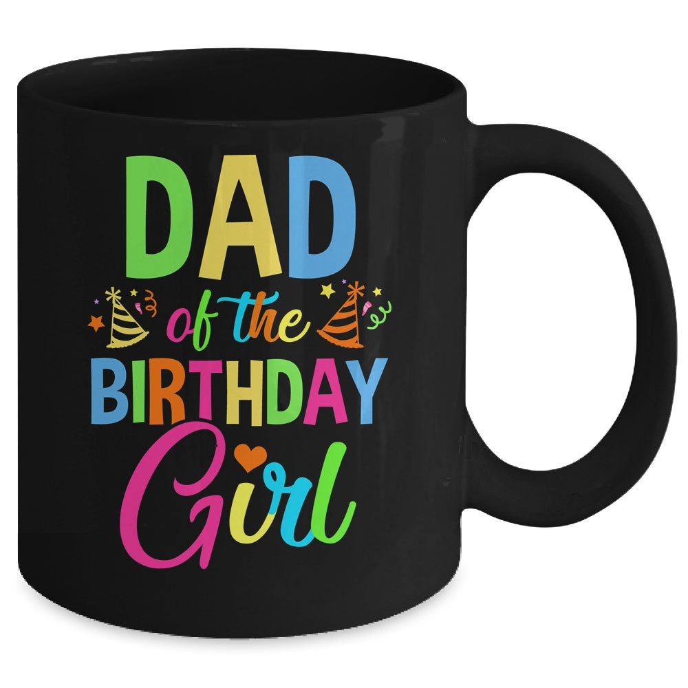 Dad Of The Birthday Girl Glows Retro 80's Party Family Mug | siriusteestore