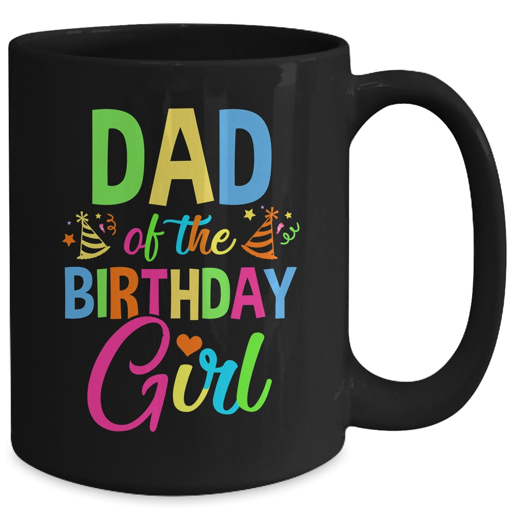 Dad Of The Birthday Girl Glows Retro 80's Party Family Mug | siriusteestore