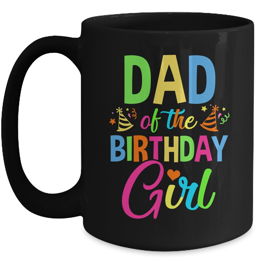 Dad Of The Birthday Girl Glows Retro 80's Party Family Mug | siriusteestore