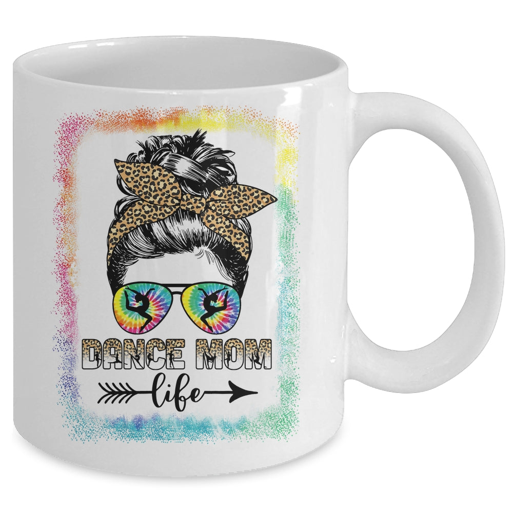 Dance Mom Dancer Mother's Day Leopard Messy Bun Tie Dye Mug | siriusteestore