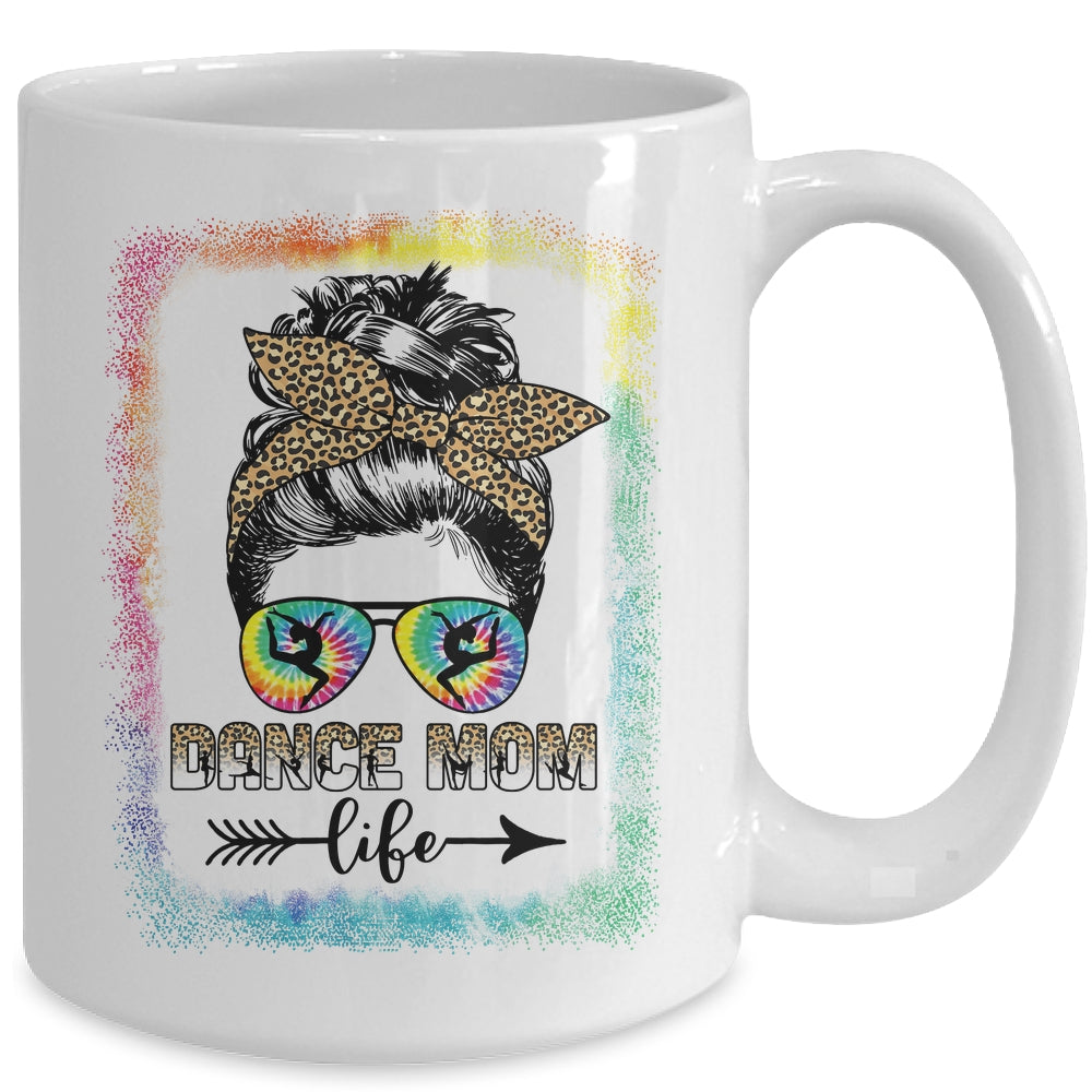 Dance Mom Dancer Mother's Day Leopard Messy Bun Tie Dye Mug | siriusteestore