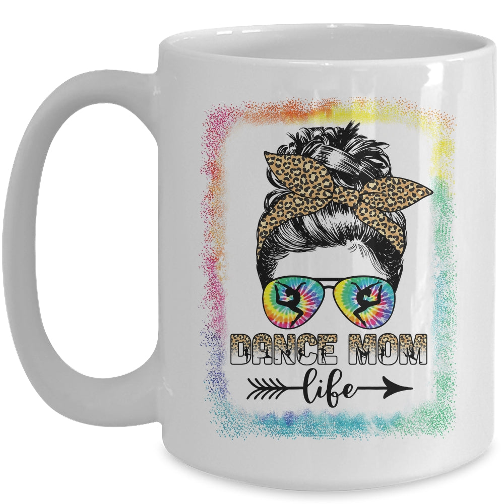 Dance Mom Dancer Mother's Day Leopard Messy Bun Tie Dye Mug | siriusteestore