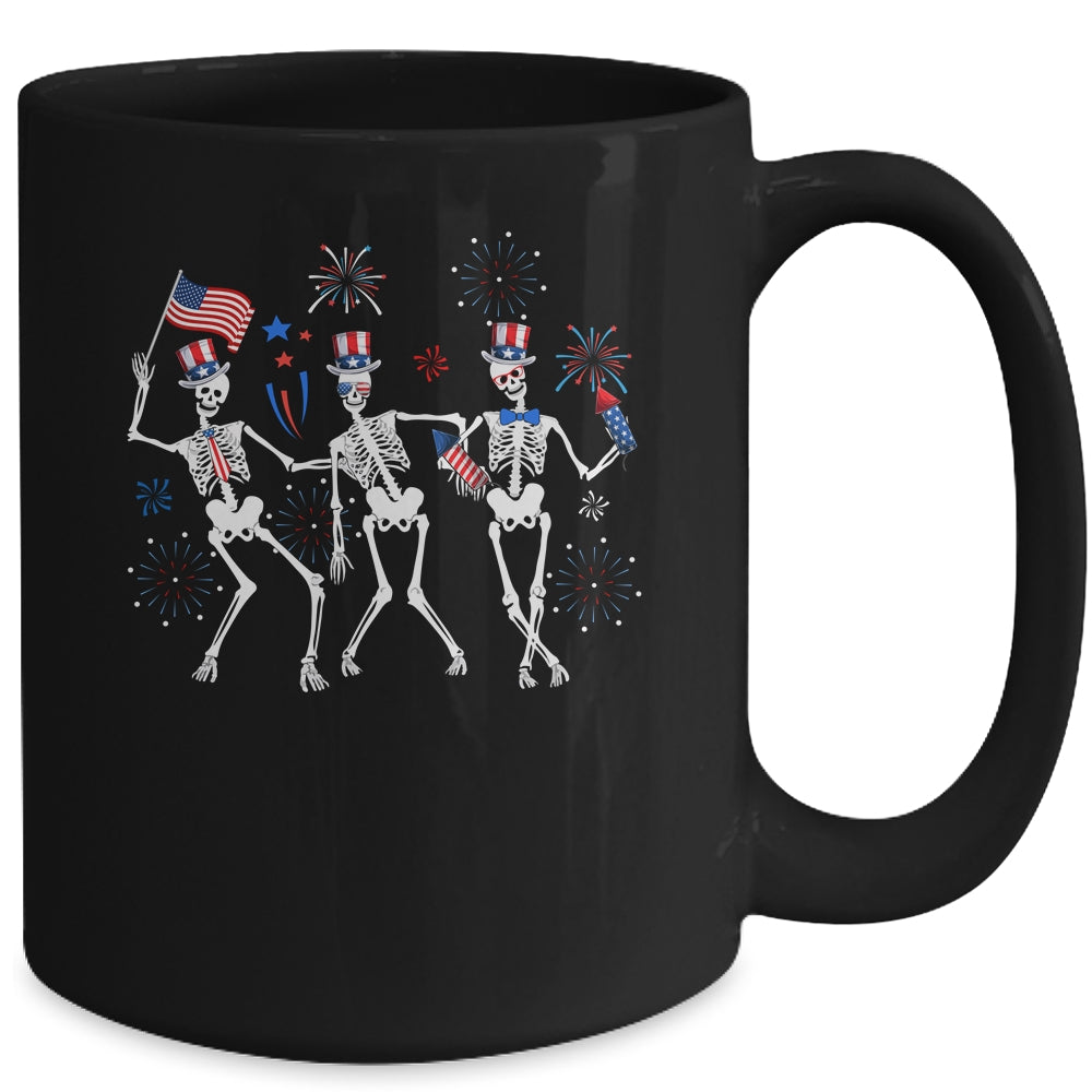 Dancing Skeleton 4th Of July American Flag Skellies Mug | siriusteestore