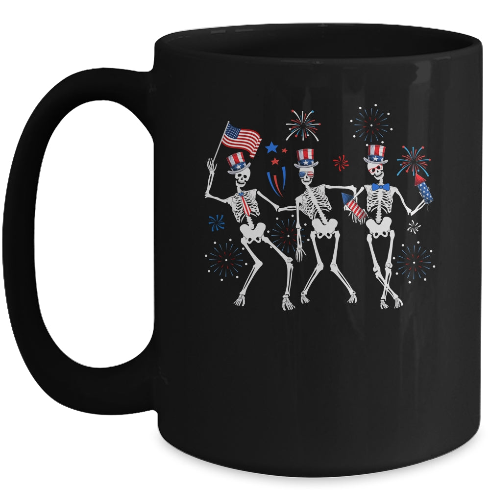 Dancing Skeleton 4th Of July American Flag Skellies Mug | siriusteestore