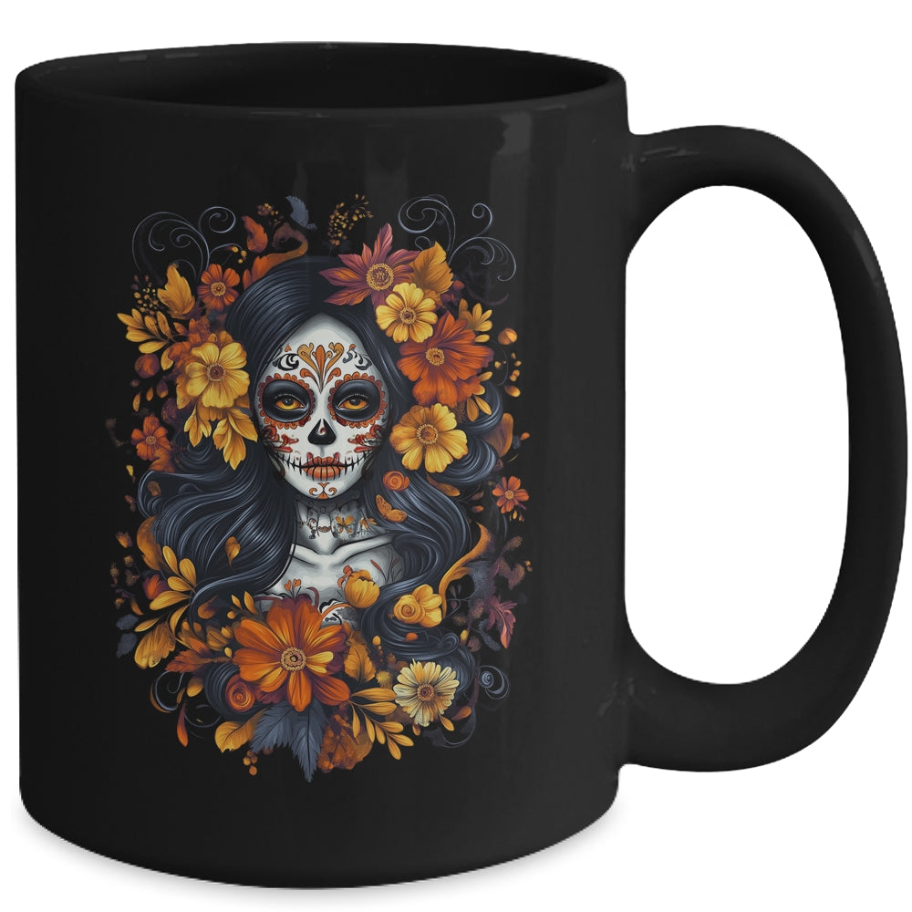 De Los Muertos La Catrina Day Of Dead Sugar Skull Halloween Mug | siriusteestore