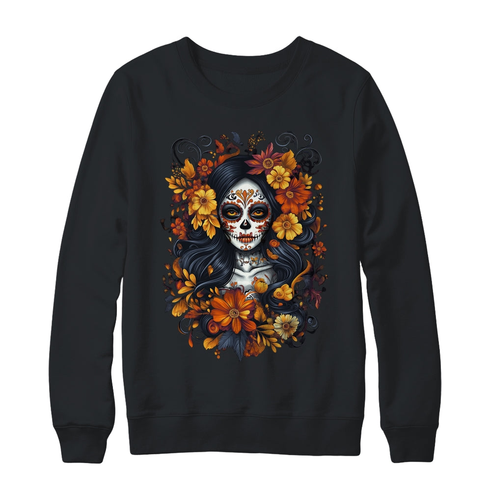 De Los Muertos La Catrina Day Of Dead Sugar Skull Halloween Shirt & Sweatshirt | siriusteestore