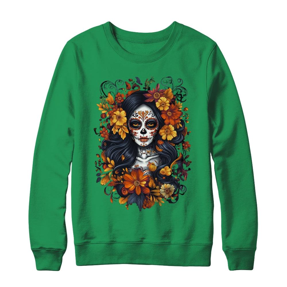 De Los Muertos La Catrina Day Of Dead Sugar Skull Halloween Shirt & Sweatshirt | siriusteestore