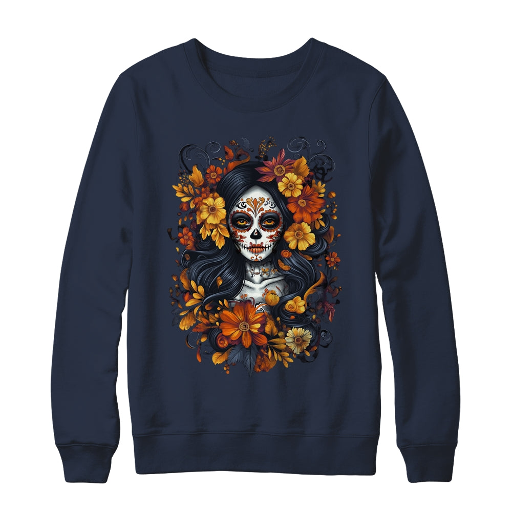De Los Muertos La Catrina Day Of Dead Sugar Skull Halloween Shirt & Sweatshirt | siriusteestore