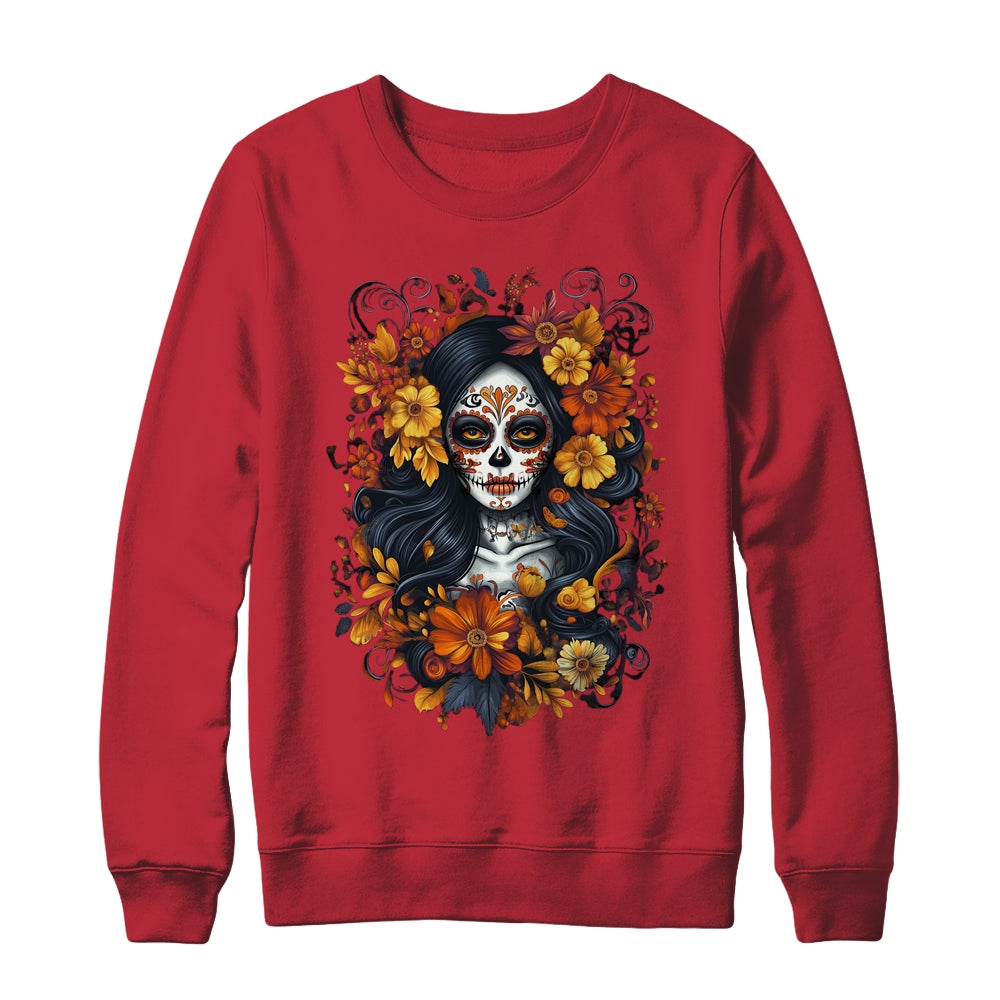 De Los Muertos La Catrina Day Of Dead Sugar Skull Halloween Shirt & Sweatshirt | siriusteestore