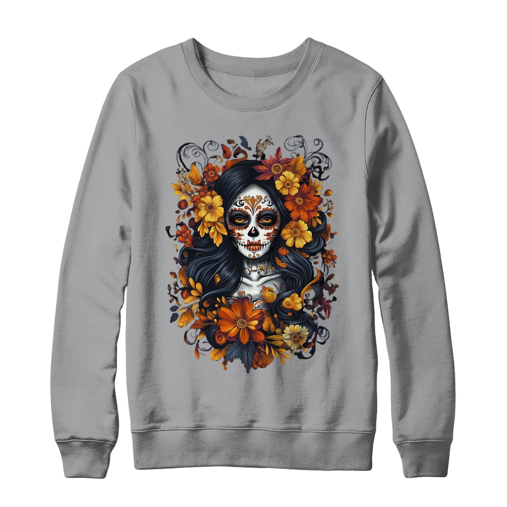 De Los Muertos La Catrina Day Of Dead Sugar Skull Halloween Shirt & Sweatshirt | siriusteestore