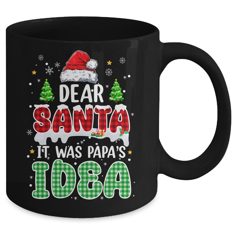 Dear Santa It Was Papa's Idea Christmas Santa Hat Candy Cane Mug | siriusteestore