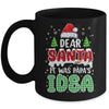 Dear Santa It Was Papa's Idea Christmas Santa Hat Candy Cane Mug | siriusteestore
