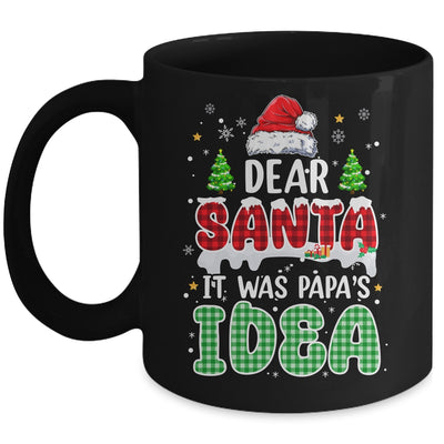 Dear Santa It Was Papa's Idea Christmas Santa Hat Candy Cane Mug | siriusteestore
