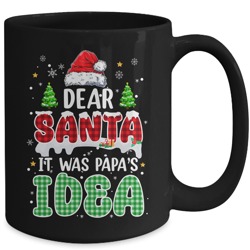 Dear Santa It Was Papa's Idea Christmas Santa Hat Candy Cane Mug | siriusteestore