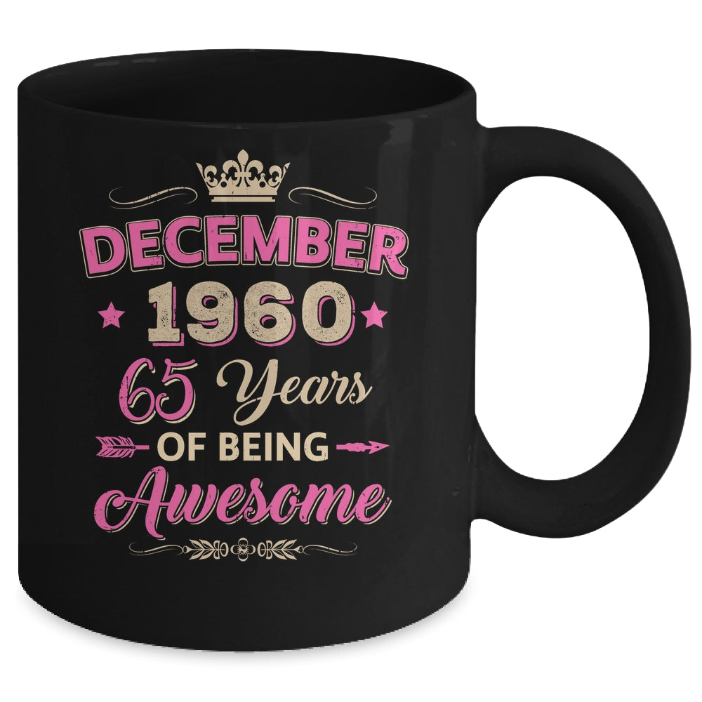 December 1960 65 Years Of Being Awesome Retro 65th Birthday Mug | siriusteestore