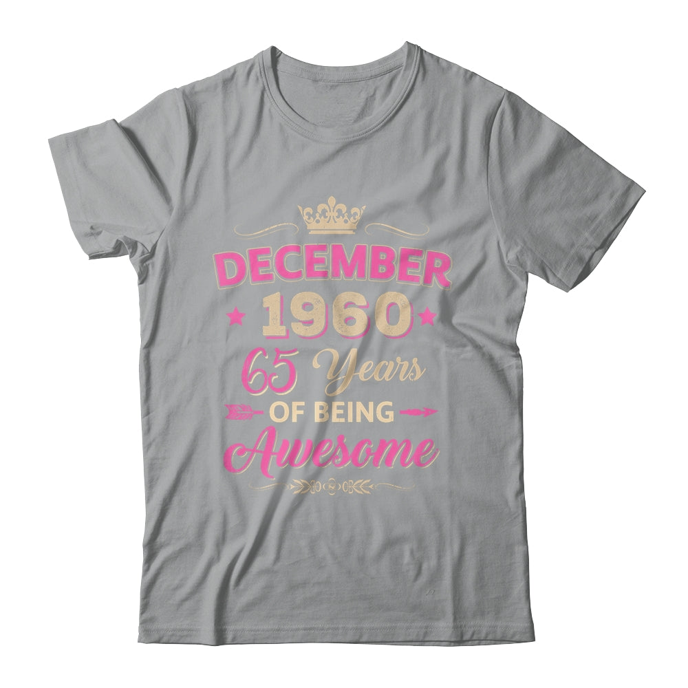December 1960 65 Years Of Being Awesome Retro 65th Birthday Shirt & Tank Top | siriusteestore