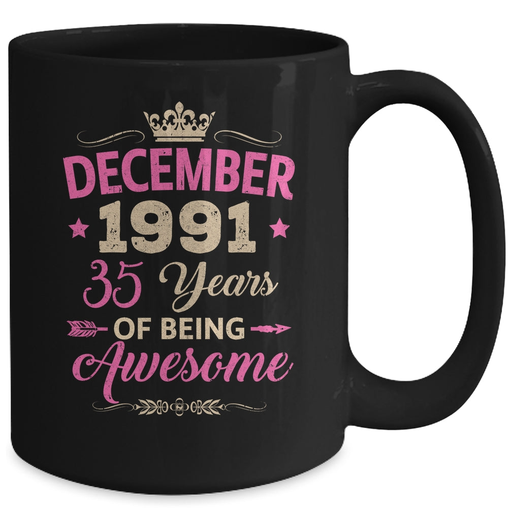 December 1991 35 Years Of Being Awesome Retro 35th Birthday Mug | siriusteestore